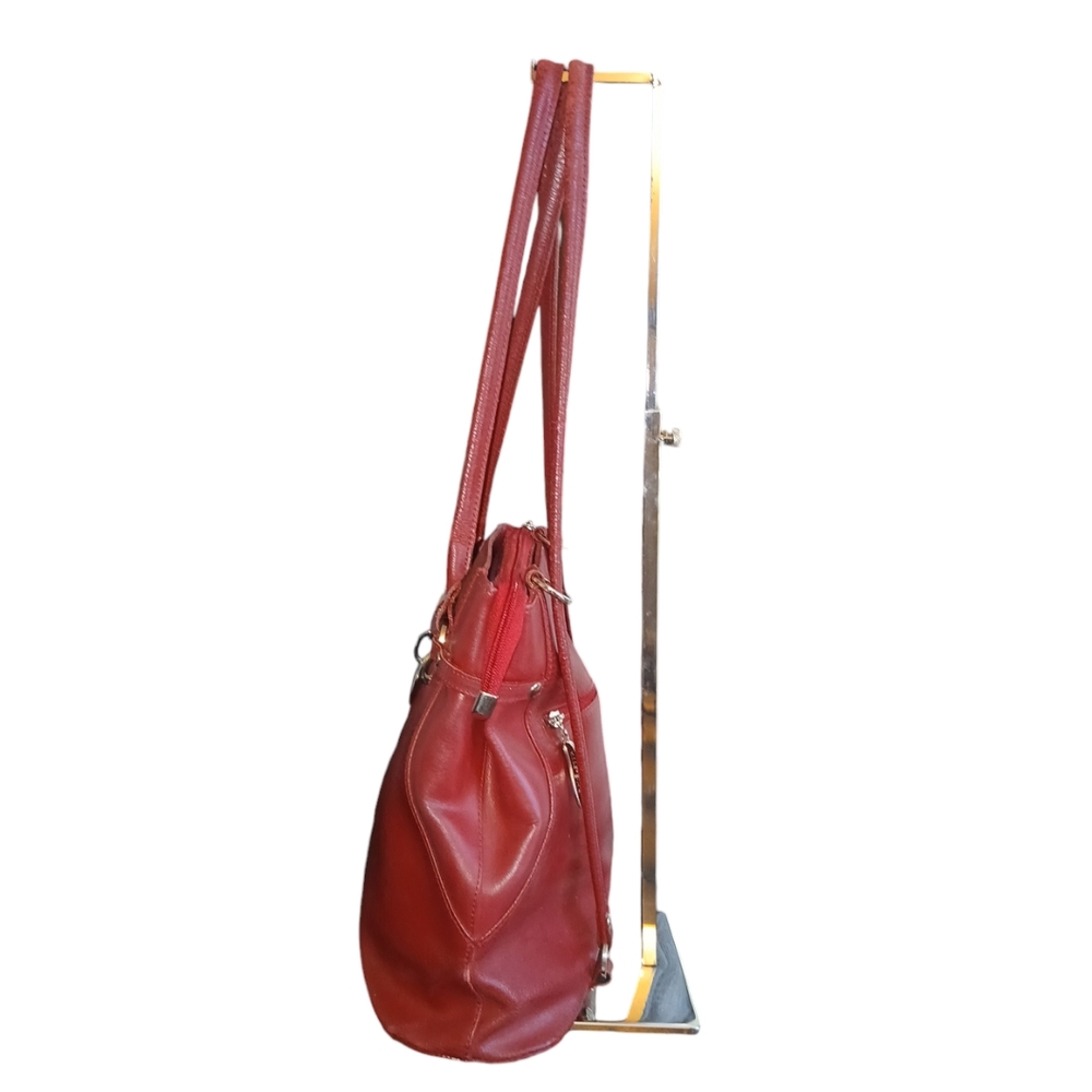 Lancaster Convertable Red Leather Shoulder Bag Ba… - image 2